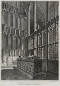 Tumba y capilla de William Wykeham en la Catedral de Winchester, grabado por J. Skelton y H. Winkles, 1828 de R. Essex